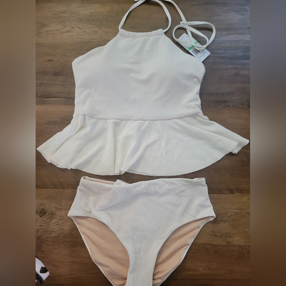 NWT Jantzen 2 piece swimsuit (top & bottom) size 8 color white - Picture 1 of 16
